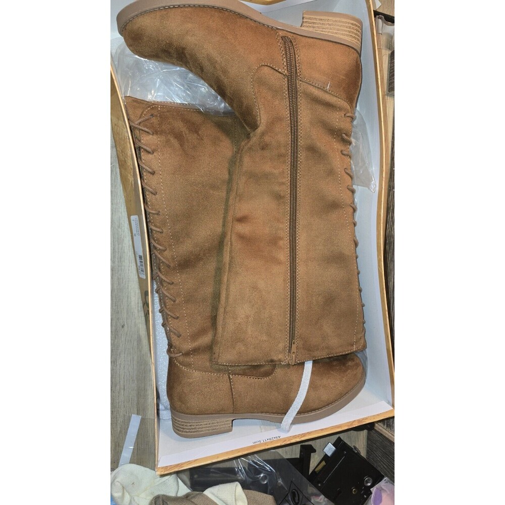 Unr8ed Brown Suede Tall Riding Boots - Size 7M New ZIPPER CANTER CHESTNUT